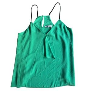 NAKED ZEBRA Emerald Green Ruffle V Neck Cami Tank Top Adjustable Straps‎ MEDIUM